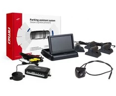 Amio Parkavimo pagalbos sistema TFT02 4,3" su HD-310-LED kamera, 4 juodi jutikliai, sunkvežimiams