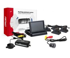 Amio Parkavimo pagalbos sistema TFT02 4,3" su HD-307-IR kamera, 4 juodi jutikliai, sunkvežimiams