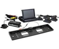 Amio Parkavimo pagalbos sistema TFT02 4,3" su HD-402-LED kamera, 4 juodi jutikliai, sunkvežimiams