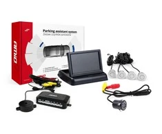 Amio Parkavimo pagalbos sistema TFT02 4,3" su HD-307-IR kamera, 4 sidabro spalvos jutikliai