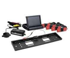 Amio Parkavimo pagalbos sistema TFT02 4,3" su HD-402-LED kamera, 4 juodi jutikliai, vidinis montavimas