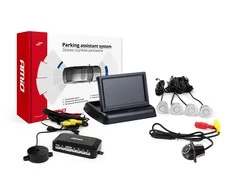 Amio Parkavimo pagalbos sistema TFT02 4,3" su HD-305-LED kamera, 4 sidabro spalvos jutikliai