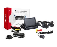 Amio Parkavimo pagalbos sistema TFT02 4,3" su HD-307-IR kamera, 4 sidabro spalvos jutikliai