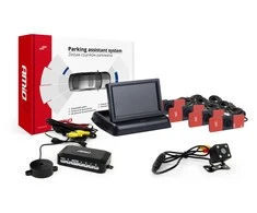 Amio Parkavimo pagalbos sistema TFT02 4,3" su HD-315-LED kamera, 4 juodi jutikliai, vidinis montavimas