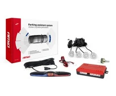 Parkavimo pagalbos sistema MAX LED, 4 sidabro spalvos jutikliai 22 mm AMIO-02288