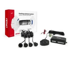 Parkavimo pagalbos sistema su garso signalu, 4 juodi jutikliai GOLD 18 mm AMIO-01576