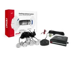 Parkavimo pagalbos sistema su garso signalu, 8 sidabro spalvos jutikliai 22 mm AMIO-01596