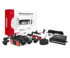 Parkavimo pagalbos sistema su garso signalu, 8 juodi jutikliai, vidinis montavimas 16,5 mm AMIO-02254