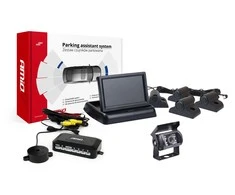 Amio Parkavimo pagalbos sistema TFT02 4,3" su HD-501-IR kamera, 4 juodi jutikliai, sunkvežimiams