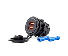 Amio Vandeniui atsparus telefono įkroviklis 2xUSB 12/24V MOD-05