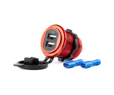 Amio Vandeniui atsparus telefono įkroviklis 2xUSB 12/24V MOD-10