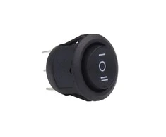Juodas apvalus jungiklis 12/230v bu03 amio-02463