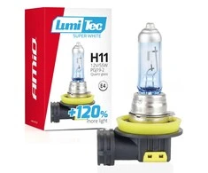 Halogeninė lemputė H11 12V 55W „Lumitec Super Baltas“ +120% amio-02139