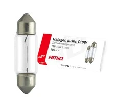 Halogeninės lemputės C10W festono formos 31mm 12V 10 vnt. amio-02555