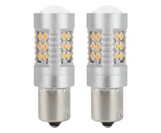 LED lemputės canbus bau15s py21w oranžinės gintaro spalvos 12v 24v amio-02580