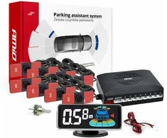 Parkavimo pagalbos sistema LED-GRAF 3D, 8 juodi jutikliai, vidinis montavimas 16,5 mm AMIO-03196