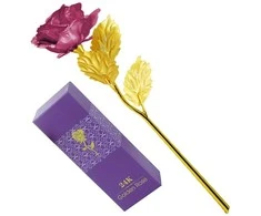 Aptel Auksinė dekoratyvinė rožė su violetiniais žiedlapiais, 24 cm