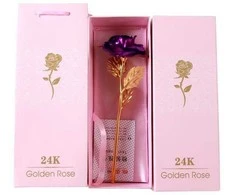 Aptel Auksinė dekoratyvinė rožė su violetiniais žiedlapiais, 24 cm