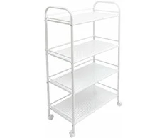 DA679B Vežimėlio stalas ant ratukų, baltas, 60x32x100