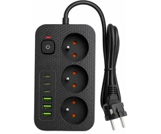 ATL DA714B Przedłużacz zasilający 3m 6xusb