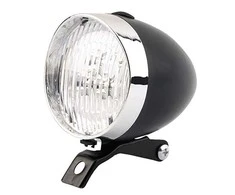 Aptel Retro stiliaus priekinė dviračio lempa ZD14A LED, juoda ir chromuota