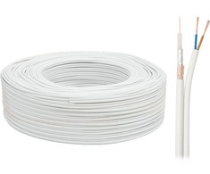 Kabelis koaksialinis kabelis su maitinimo šaltiniu CCTV baltas K60+2x05mm2 Elektrokabel 1m
