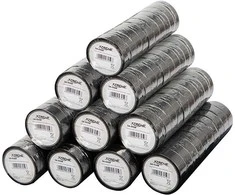 54-037# Lipni izoliacinė juosta 0,15 mm / 15 mm / 10 m - juoda, kelių pakuočių pakuotė