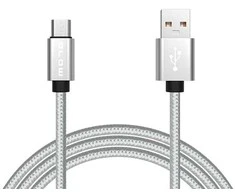 Blow USB A - micro B jungtis 1.0m, pintas, sidabrinis