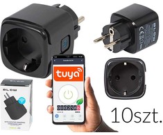72-131# „Tuya V3“ išmanusis „Wi-Fi“ valdomas lizdas, juodas, kelių pakuočių rinkinys