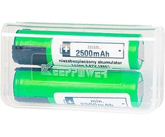 85-598# 18650 ličio jonų akumuliatoriai, 2 vnt., 2600 mAh, 3,6 V, „Sony“ / „Murata“ + dėžutė