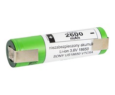 85-598# 18650 ličio jonų akumuliatoriai, 2 vnt., 2600 mAh, 3,6 V, „Sony“ / „Murata“ + dėžutė