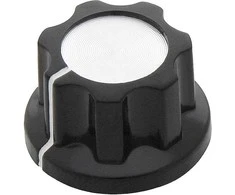 8804# Bakelito potenciometro rankenėlė, juoda/sidabrinė, 19 mm skersmens