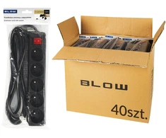 Blow 98-595# Przedłużacz sieciowy pr-570wsp 5-gniazd su uziemieniem+wyłącznik 1,5m juoda 3x1,5mm opakowanie
