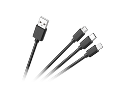 CABLETECH 3in1 jungiamasis kabelis USB A - micro - C - žaibas 1.2m