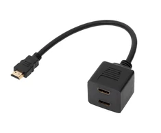 Cabletech Kabelis HDMI 19pol kištukas - 2xHDMI lizdai 0.30m, juodas