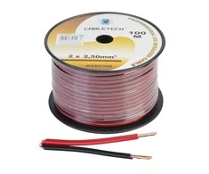 Cabletech Laidas kolonėlėms 2x2.5mm² juodas/raudonas (varinis)