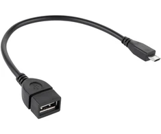 Cabletech Kabelis USB A lizdas - micro USB kištukas 15 cm OTG laidas