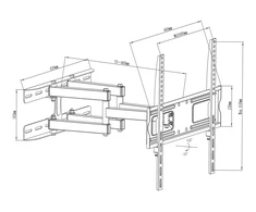 Cabletech Sieninis laikiklis 26-55 colių juodas LPA52-09446 (vertikalus ir horizontalus reguliavimas)