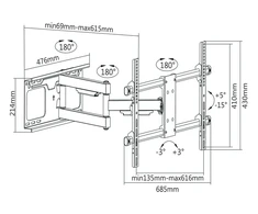 Cabletech Laikiklis sieninis reguliuojamas TV 37-70" (maks. 60kg)