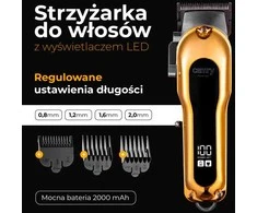 Camry plaukų kirpimo mašinėlė su LCD ekranu | CR 2844 | Belaidis | Ilgio žingsnių skaičius 4 | Auksas