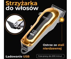 Camry plaukų kirpimo mašinėlė su LCD ekranu | CR 2844 | Belaidis | Ilgio žingsnių skaičius 4 | Auksas