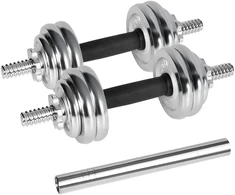 REBEL ACTIVE chromuoti reguliuojamo svorio hanteliai dėkle, 15 kg, su štanga