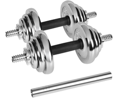 REBEL ACTIVE chromuoti reguliuojamo svorio hanteliai dėkle, 20 kg, su štanga