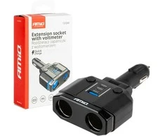 Dvigubas automobilio maitinimo lizdas PD30W PD20W QC3.0 12/24V, max 200W, AMIO-04174