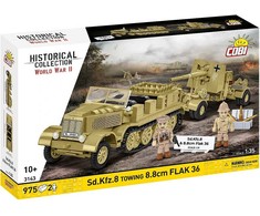 Cobi Klocki Sd.kfz.8 vilkimo blokai 8,8 cm priešlėktuvinės gynybos 36, 975 vienetai