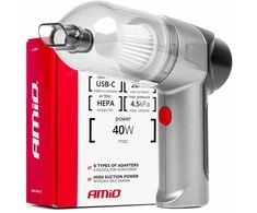 Belaidis automobilinis dulkių siurblys 40 W, 4000 mAh, su HEPA filtru, 4,5 kPa AMiO-03692