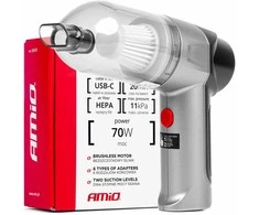 Belaidis automobilinis dulkių siurblys 70 W, 4000 mAh, su HEPA filtru, 11 kPa AMiO-03693