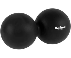 Duoball dvigubas masažo kamuolys 6.2 cm, juodos spalvos, silikoninė medžiaga, REBEL ACTIVE