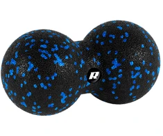 Duoball dvigubas masažo kamuolys 8cm, juodos ir mėlynos spalvos, EPP medžiaga, REBEL ACTIVE