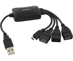 Esperanza EA158 Šakotuvas 4 jungtys USB2.0 - 3 x USB, 1 x microUSB.